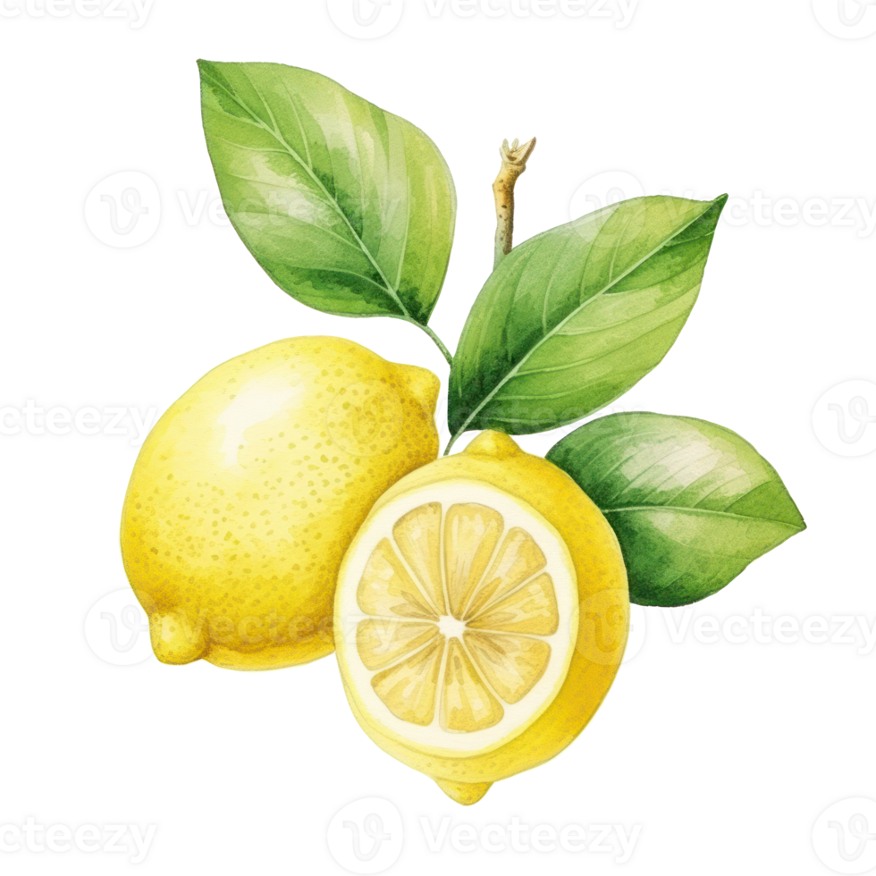 Watercolor lemon isolated. Illustration png