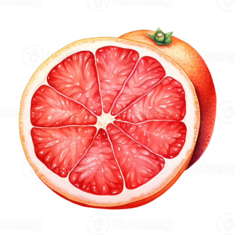 Watercolor red grapefruit. Illustration png