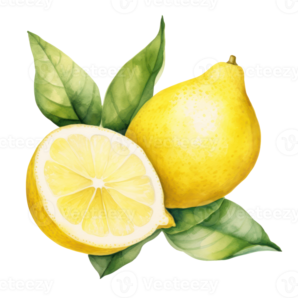 Watercolor lemon isolated. Illustration png