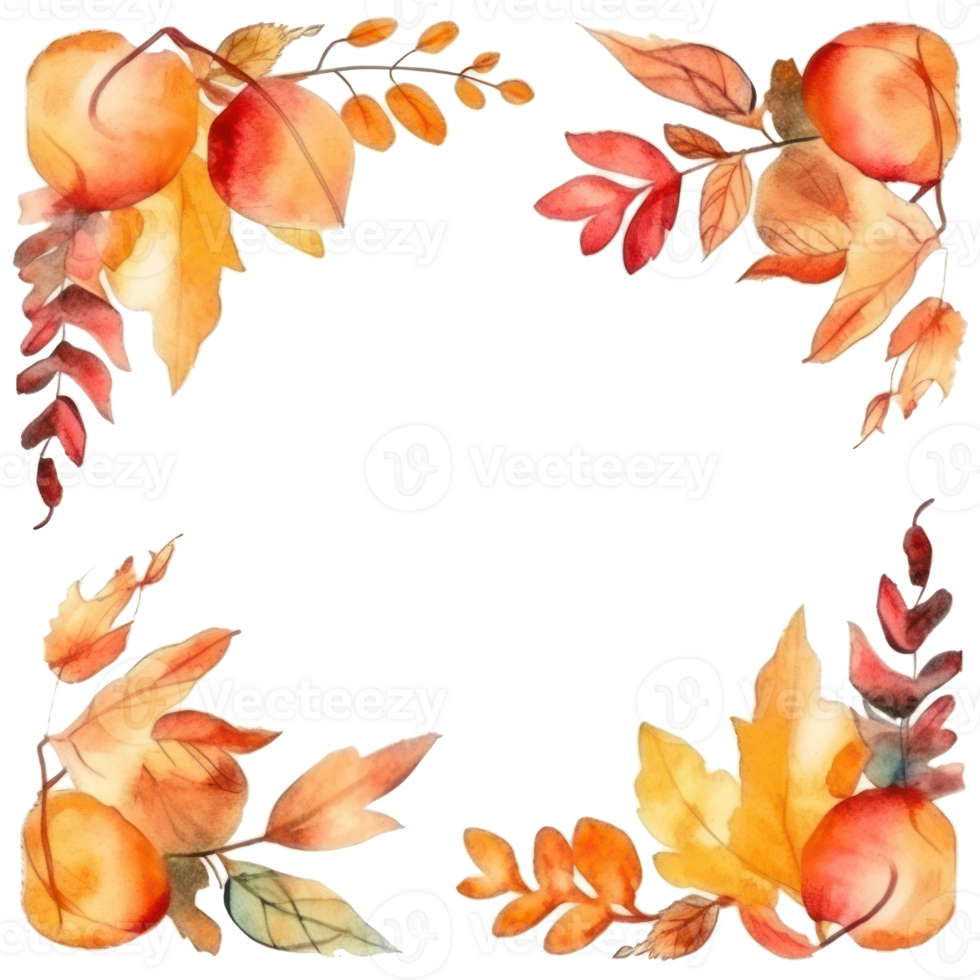 Watercolor Autumn Frame. Illustration png