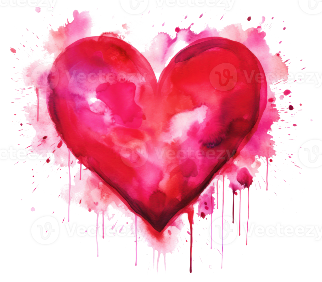 Watercolor red heart. Illustration png