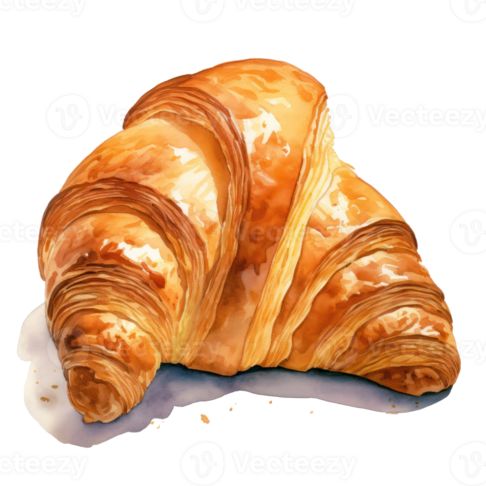 Watercolor croissant isolated. Illustration png