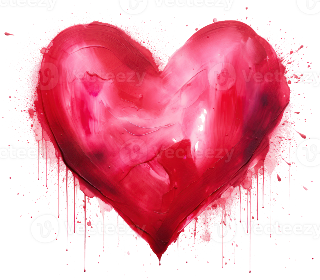 Watercolor red heart. Illustration png
