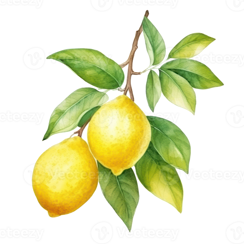 Watercolor lemon isolated. Illustration png