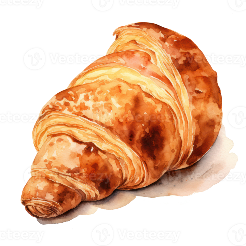 Watercolor croissant isolated. Illustration png