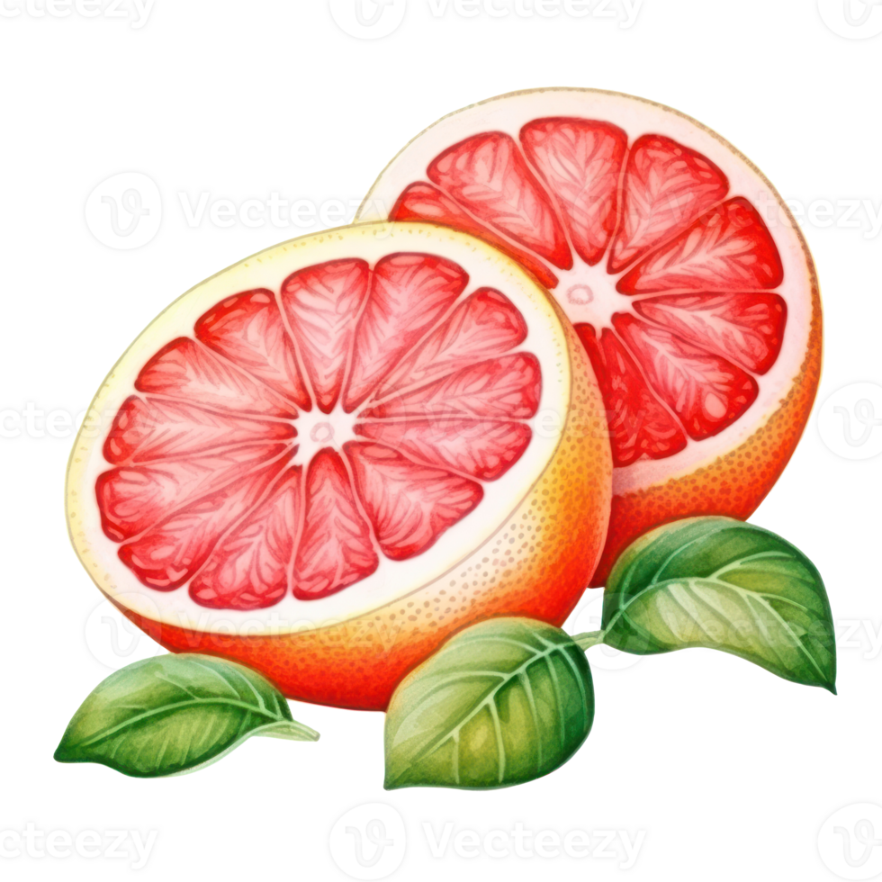 Watercolor red grapefruit. Illustration png
