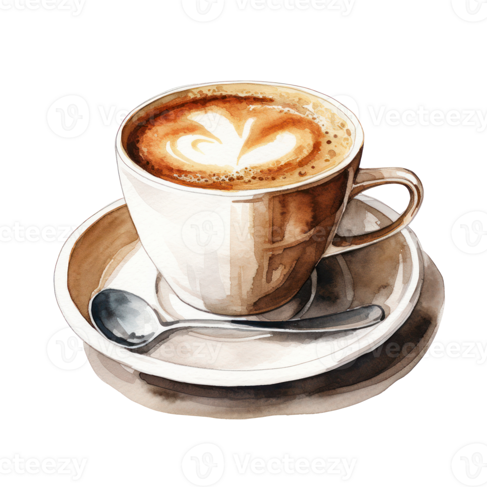 Watercolor cup of coffee. Illustration png