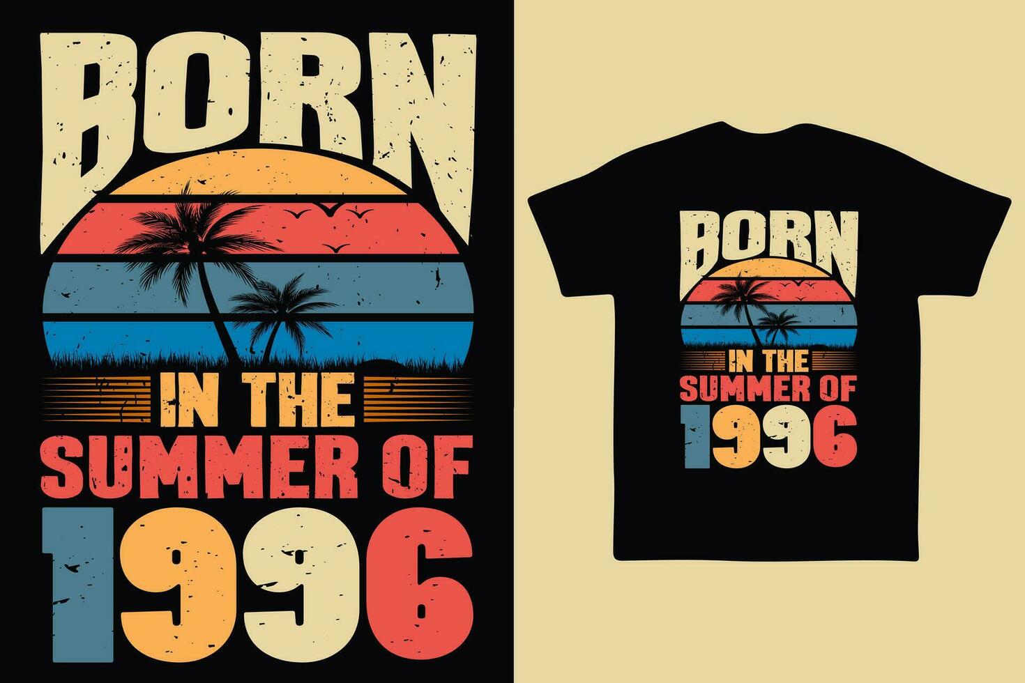 Born in the summer of 1996, born in summer 1996 vintage birthday quote vector