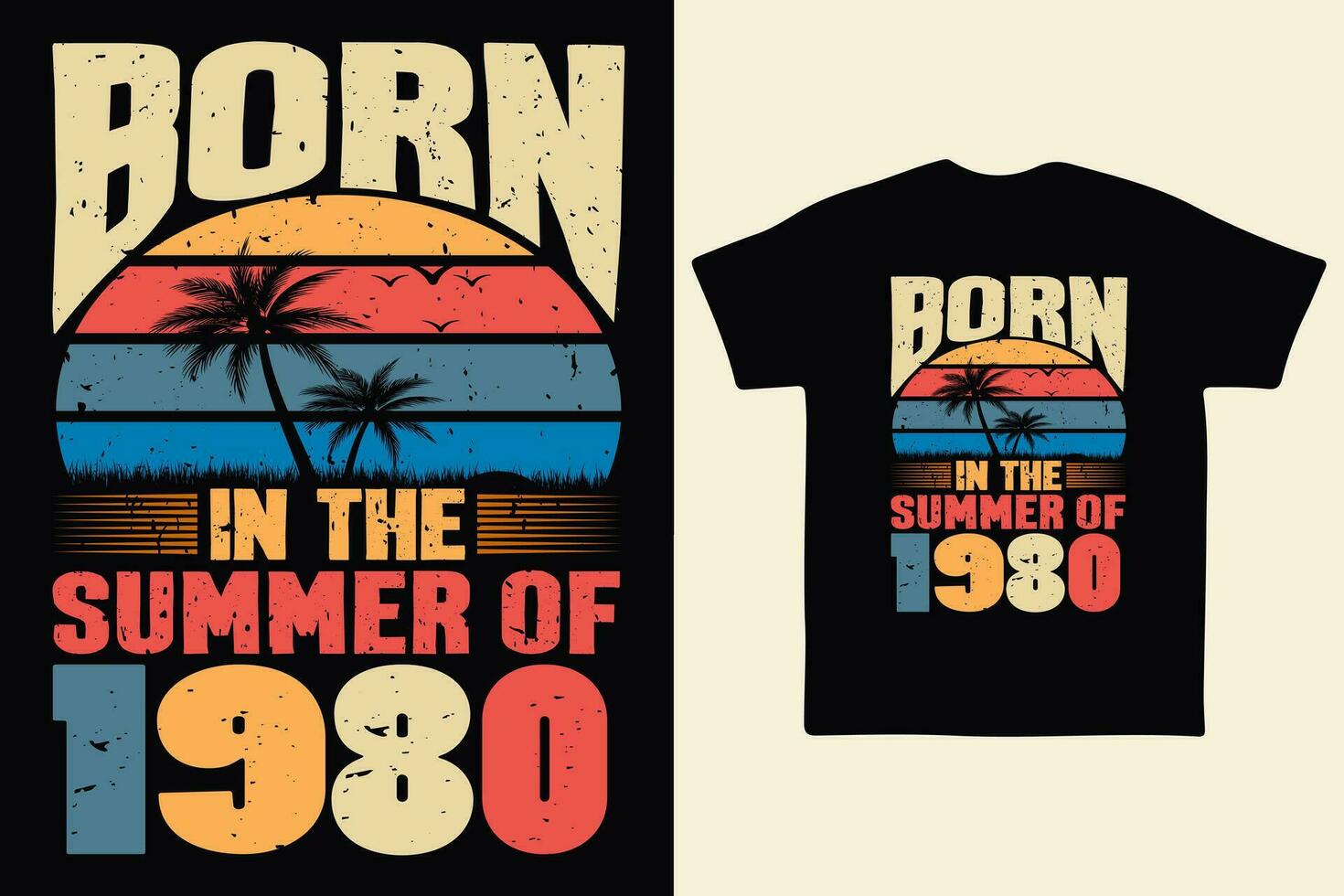 Born in the summer of 1980, born in summer 1980 vintage birthday quote vector