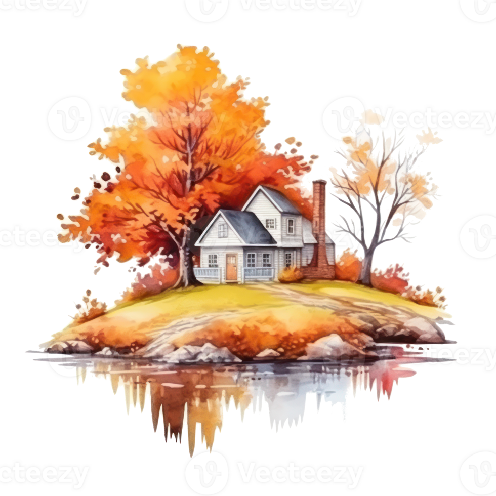 Autumn watercolor background. Illustration png