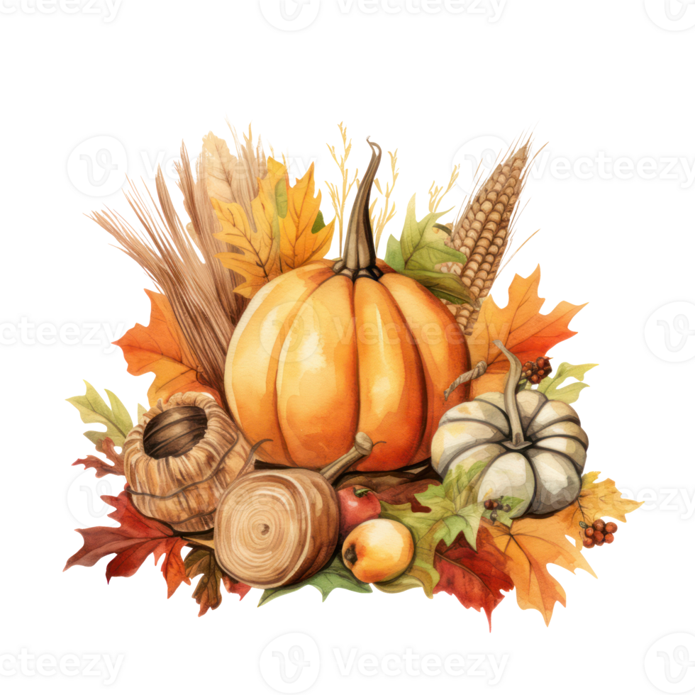 Watercolor Thanksgiving background. Illustration png