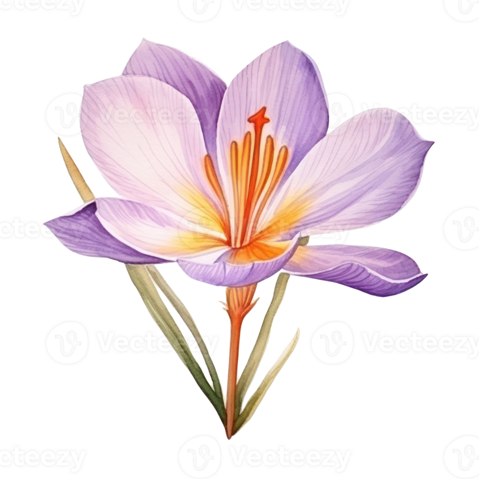 Saffron flower watercolor. Illustration png