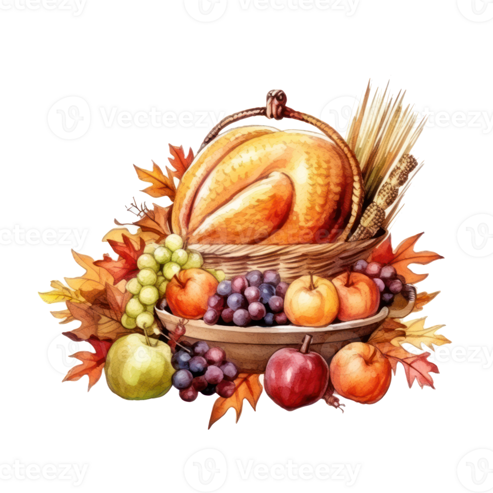 Watercolor Thanksgiving background. Illustration png