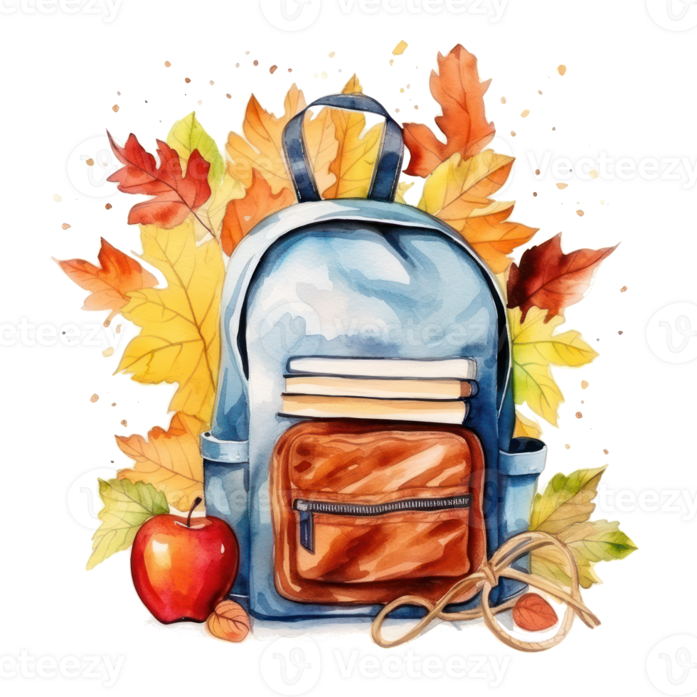 Watercolor back to school background. Illustration AI Generative png