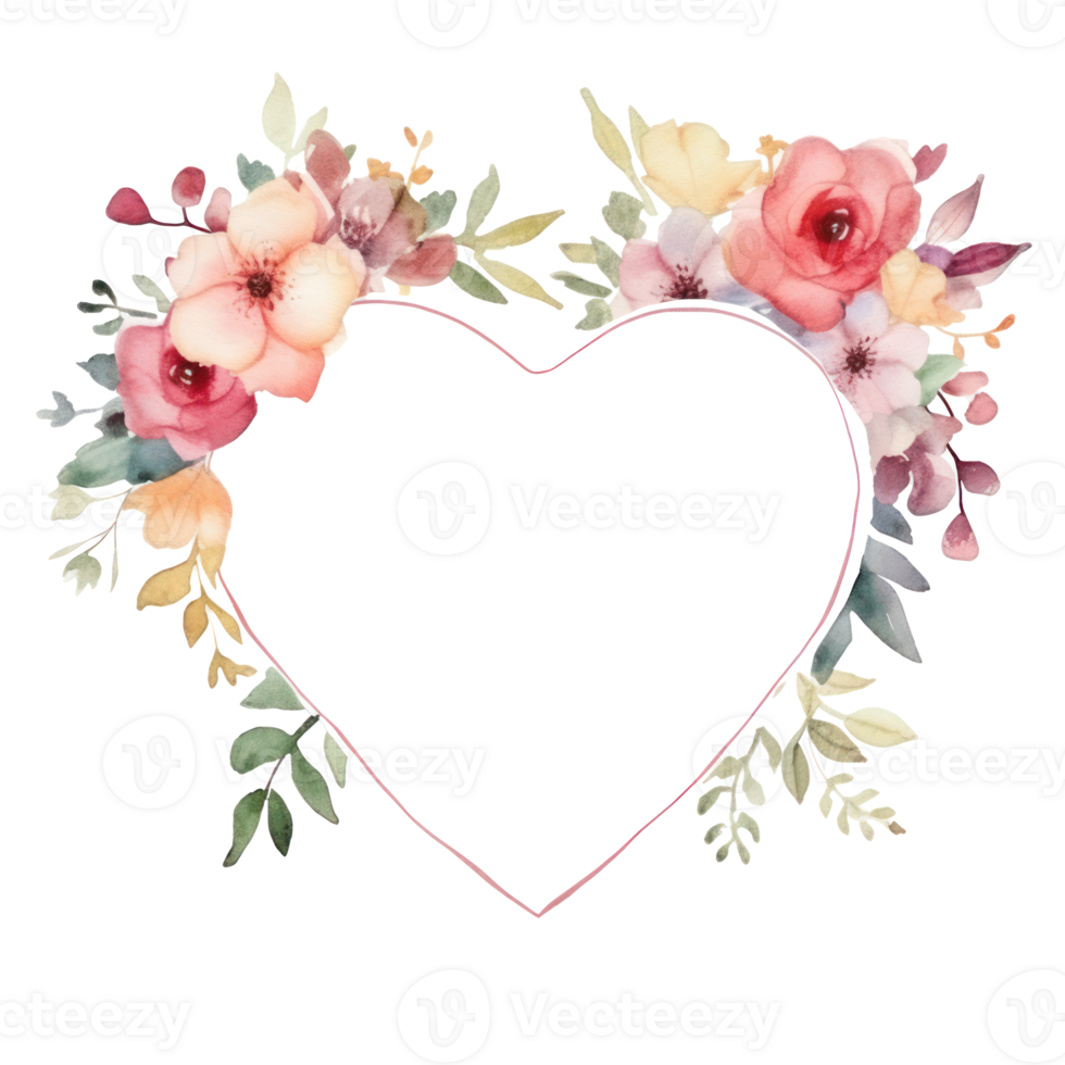 Watercolor floral frame. Illustration png