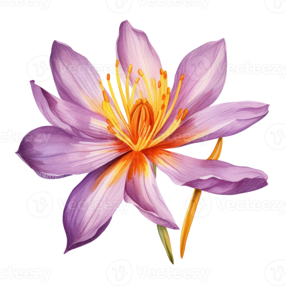 Saffron flower watercolor. Illustration png