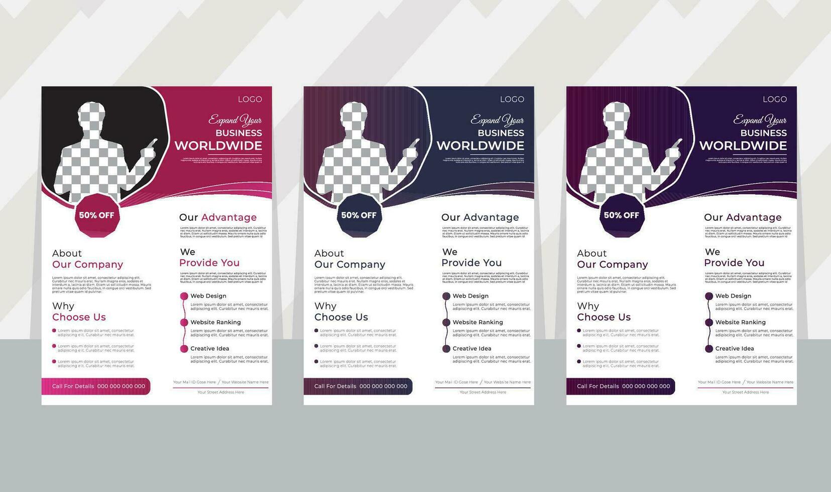 Corporate business flyer design template with Mockup Free Vector