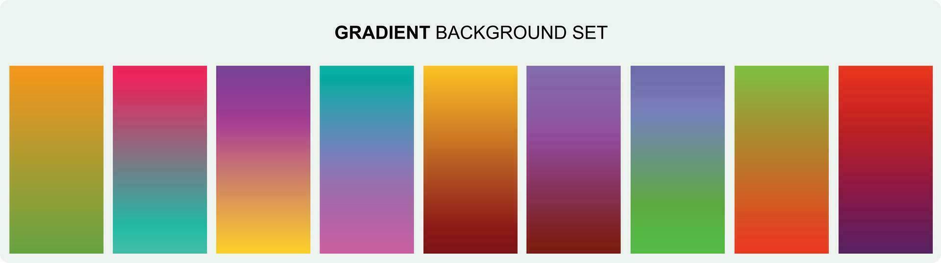 Gradient set. Collection of colorful smooth gradient background for graphic design. Vector illustration