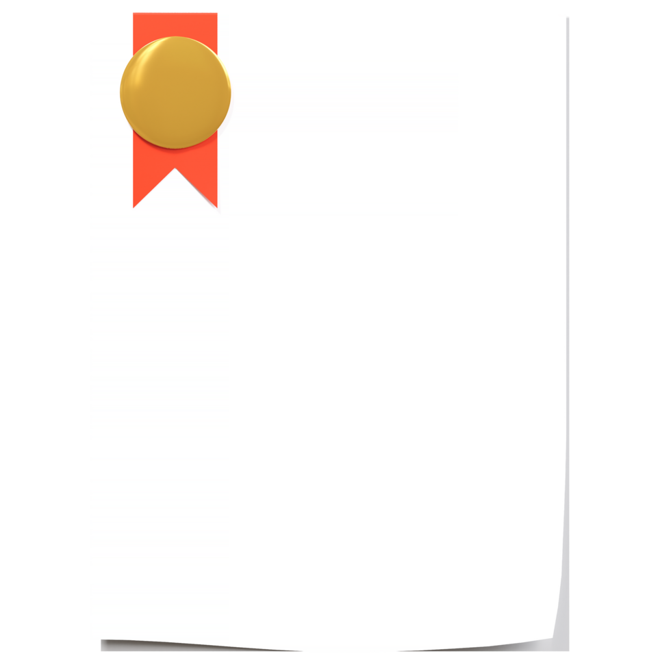 Blank diploma with gold medal ribbon or certificate on the background. with copy space. png