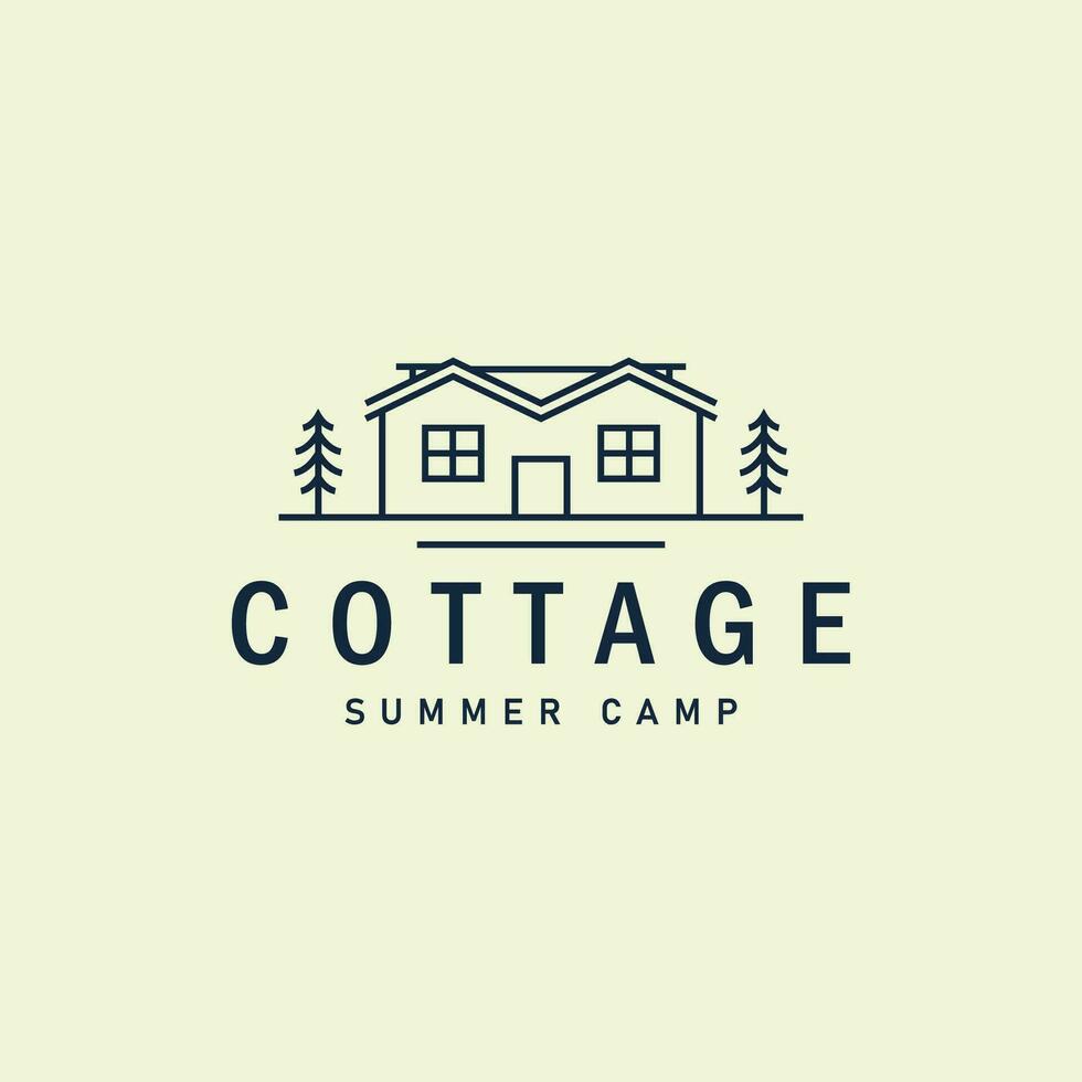 cottage logo  line art vector illustration template design