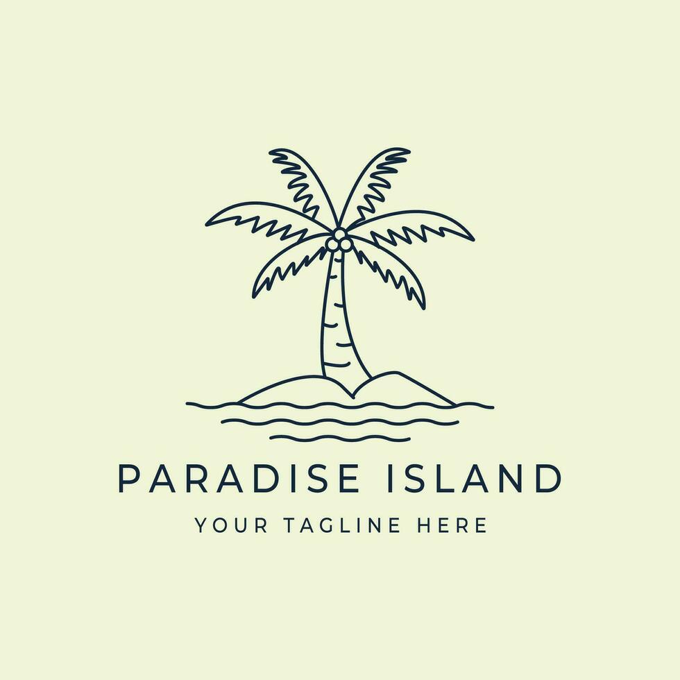 paraíso isla logo línea Arte vector ilustración modelo diseño