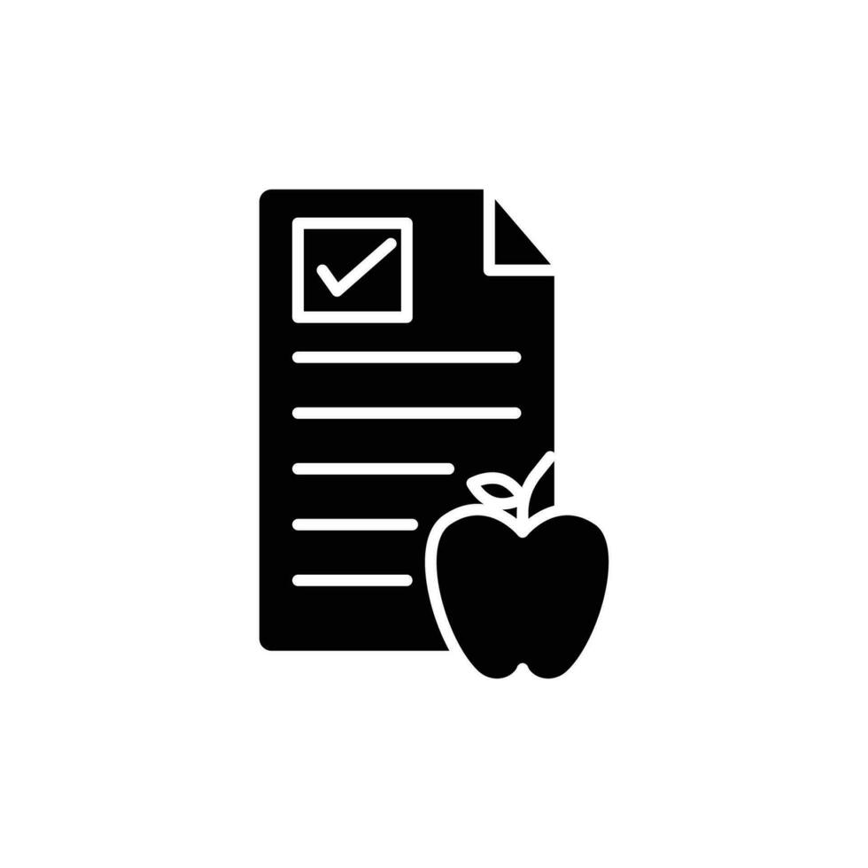 fruit nutrition list icon. solid icon vector