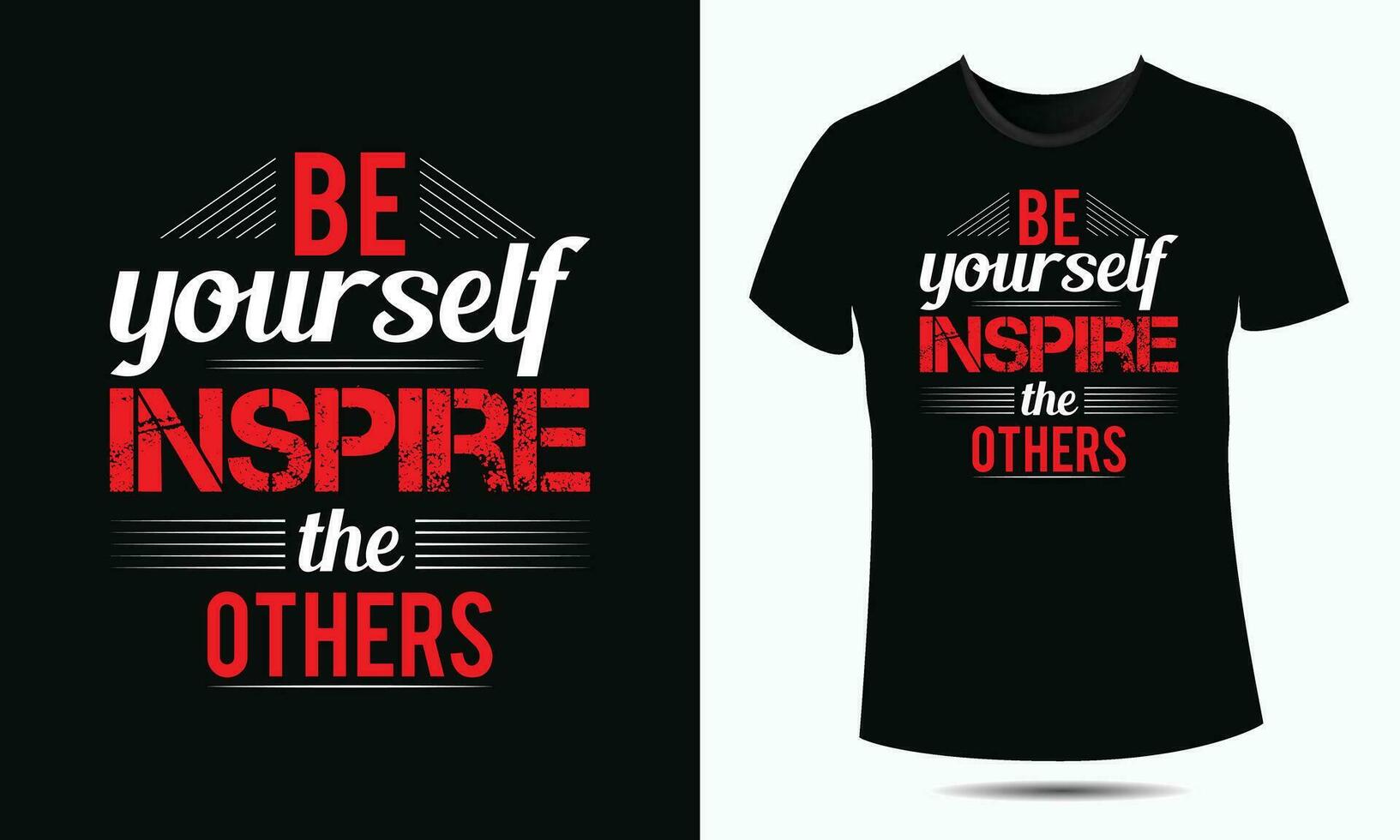 Typography t-shirt design motivational quotes, black lettering tshirt realistic mockup with short sleeves. vector