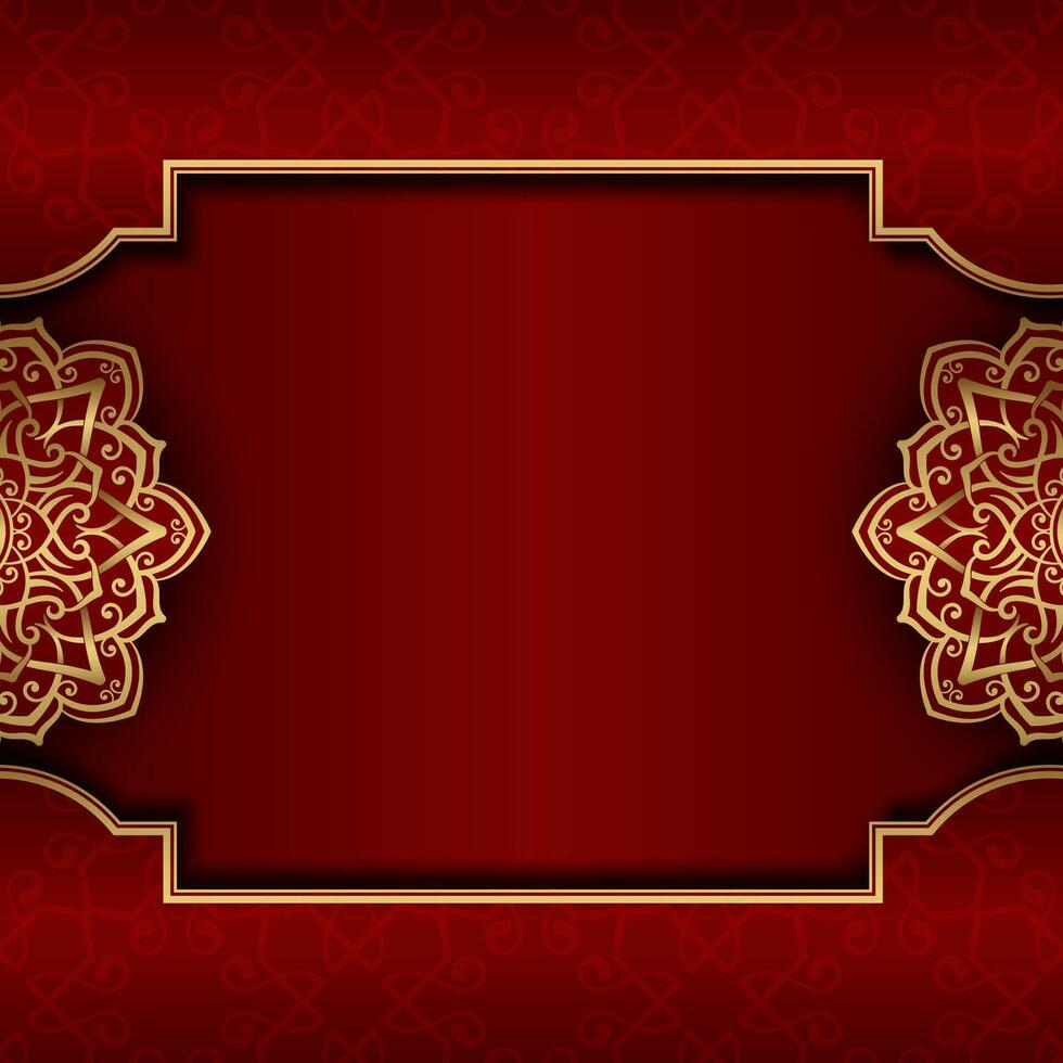 Red background with mandala ornament vector