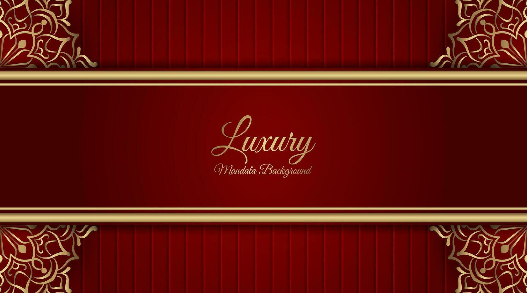 red luxury background, with gold mandala decoration vector