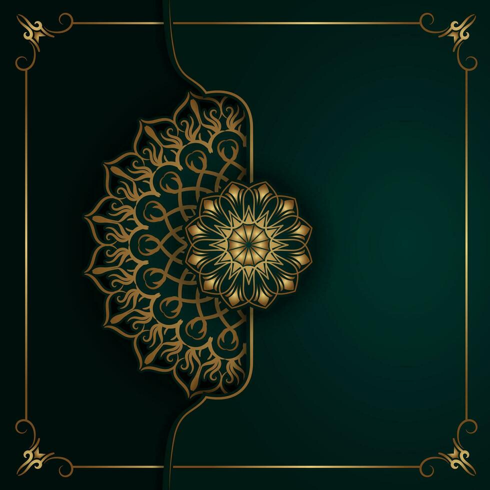 Green background with mandala ornament vector