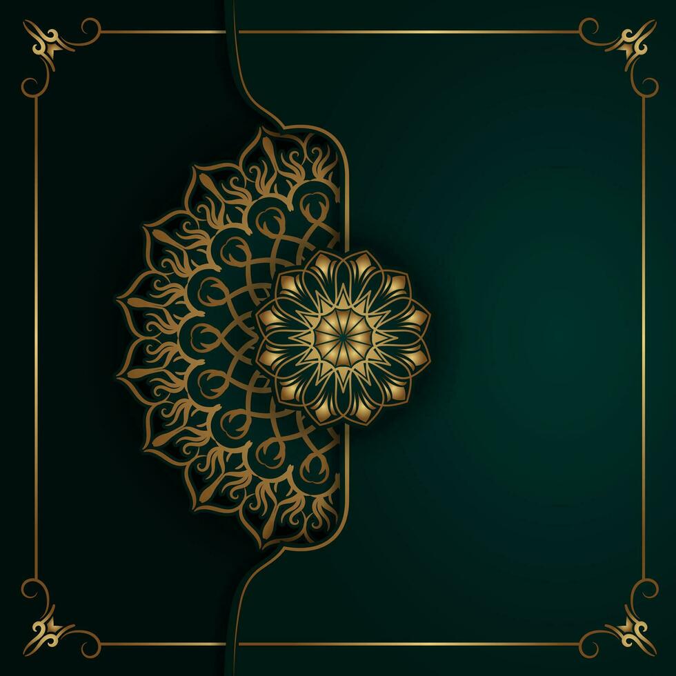 Green background with mandala ornament vector