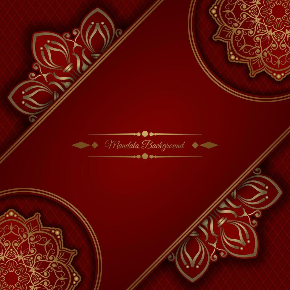 red luxury background, with gold mandala ornament vector