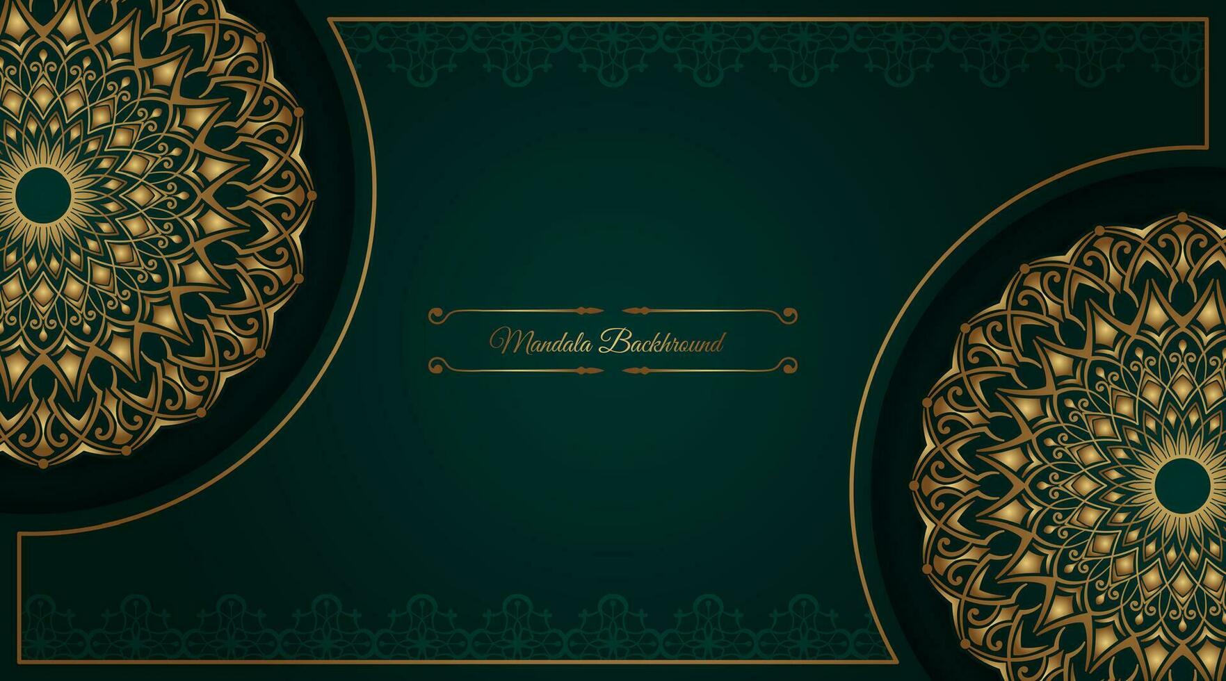 Green background with mandala ornament vector