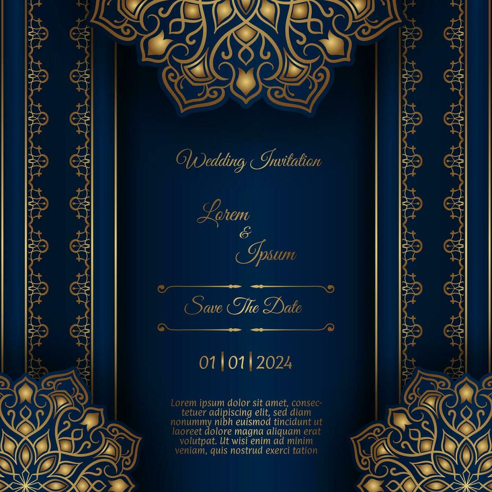 vintage invitation card, with mandala ornament vector