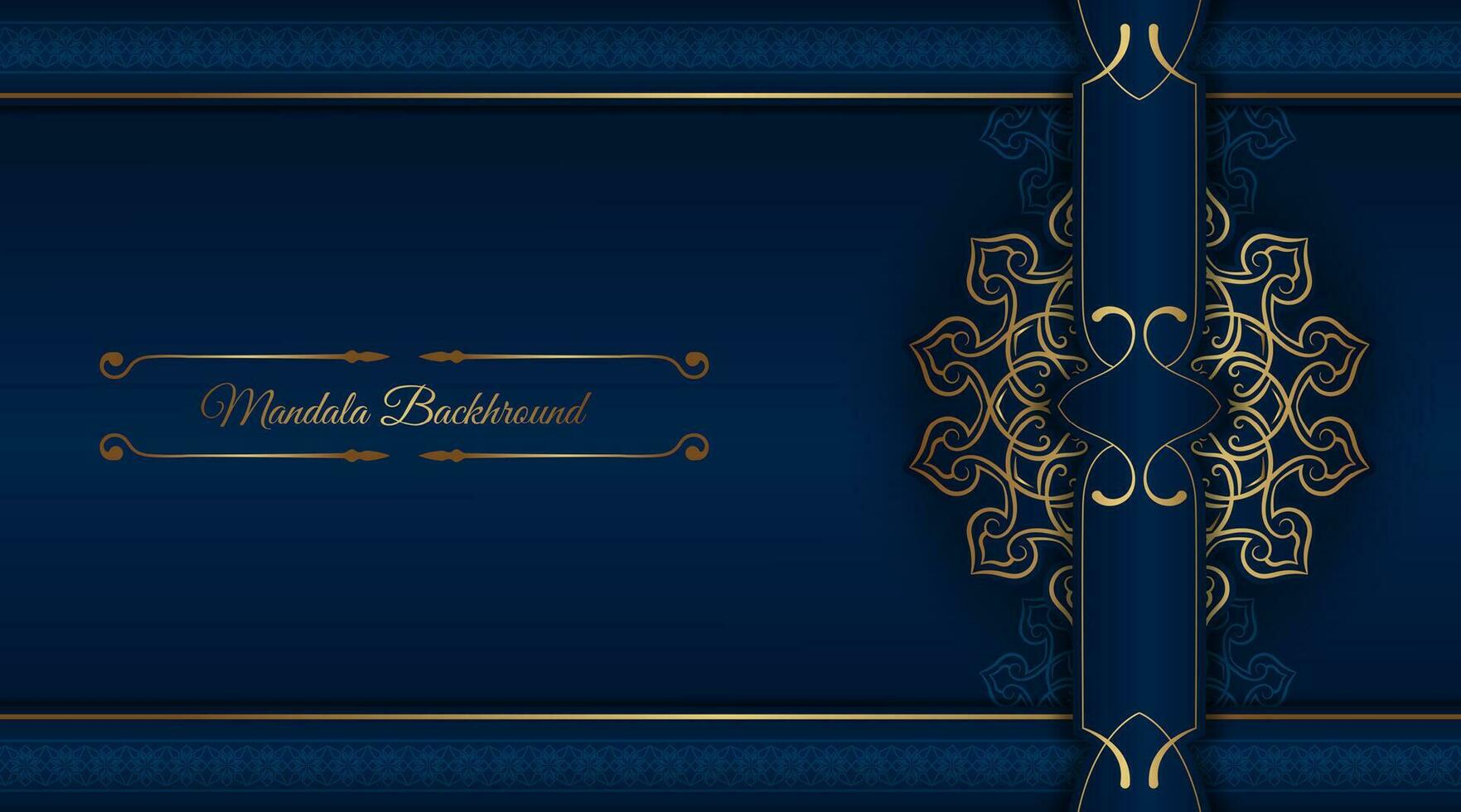 luxury blue background, with golden mandala ornament vector