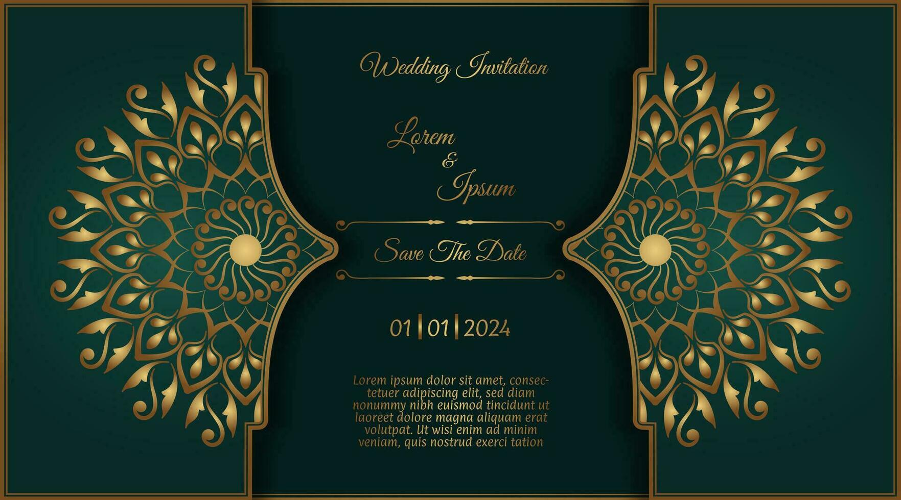 Clásico invitación tarjeta, con mandala ornamento vector