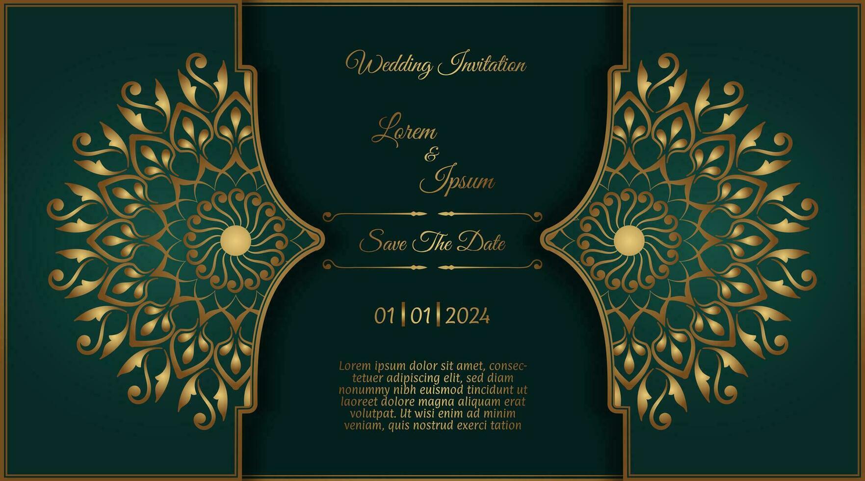 vintage invitation card, with mandala ornament vector