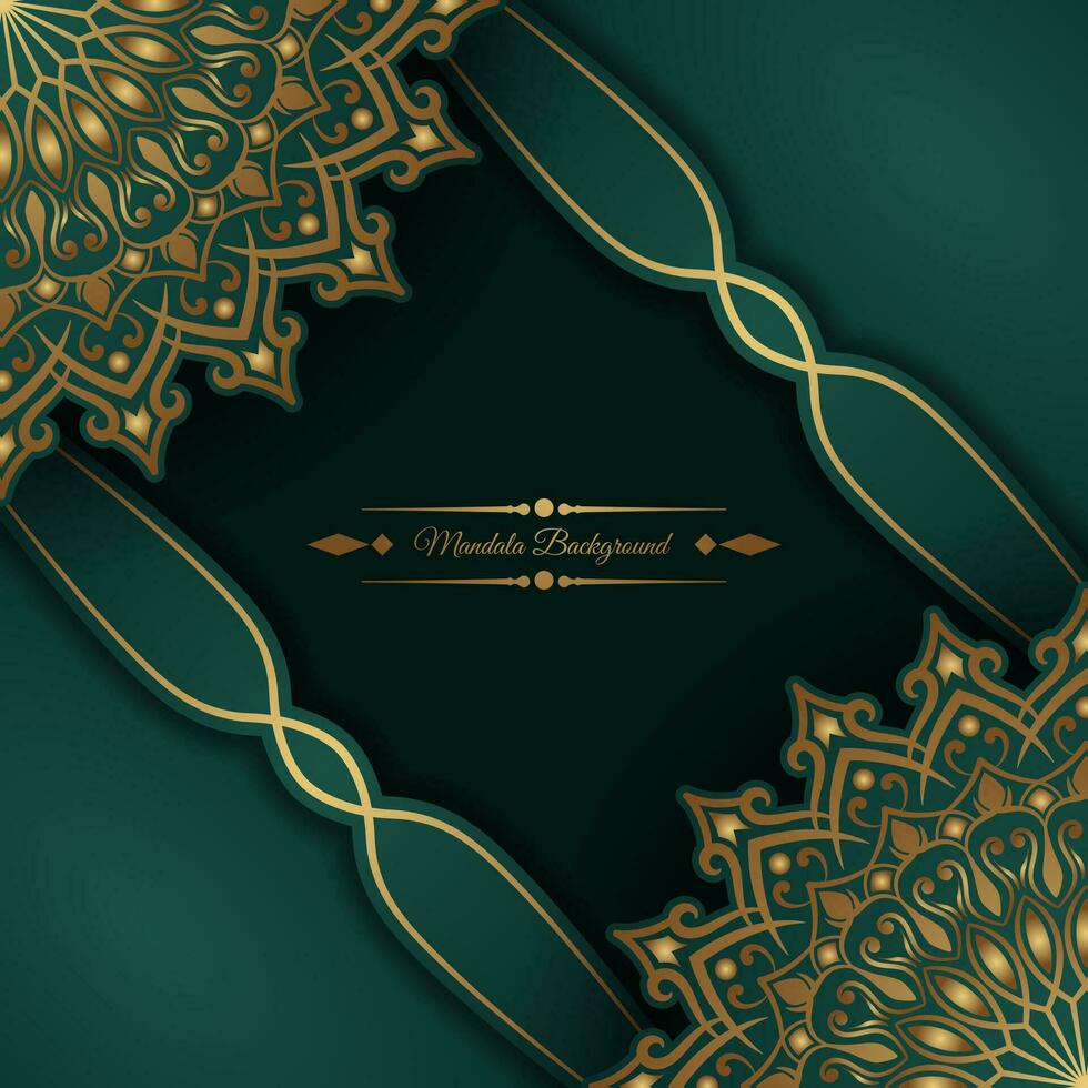 Green background with mandala ornament vector