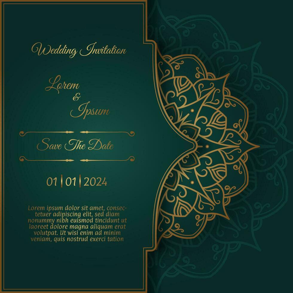 Green background with mandala ornament vector