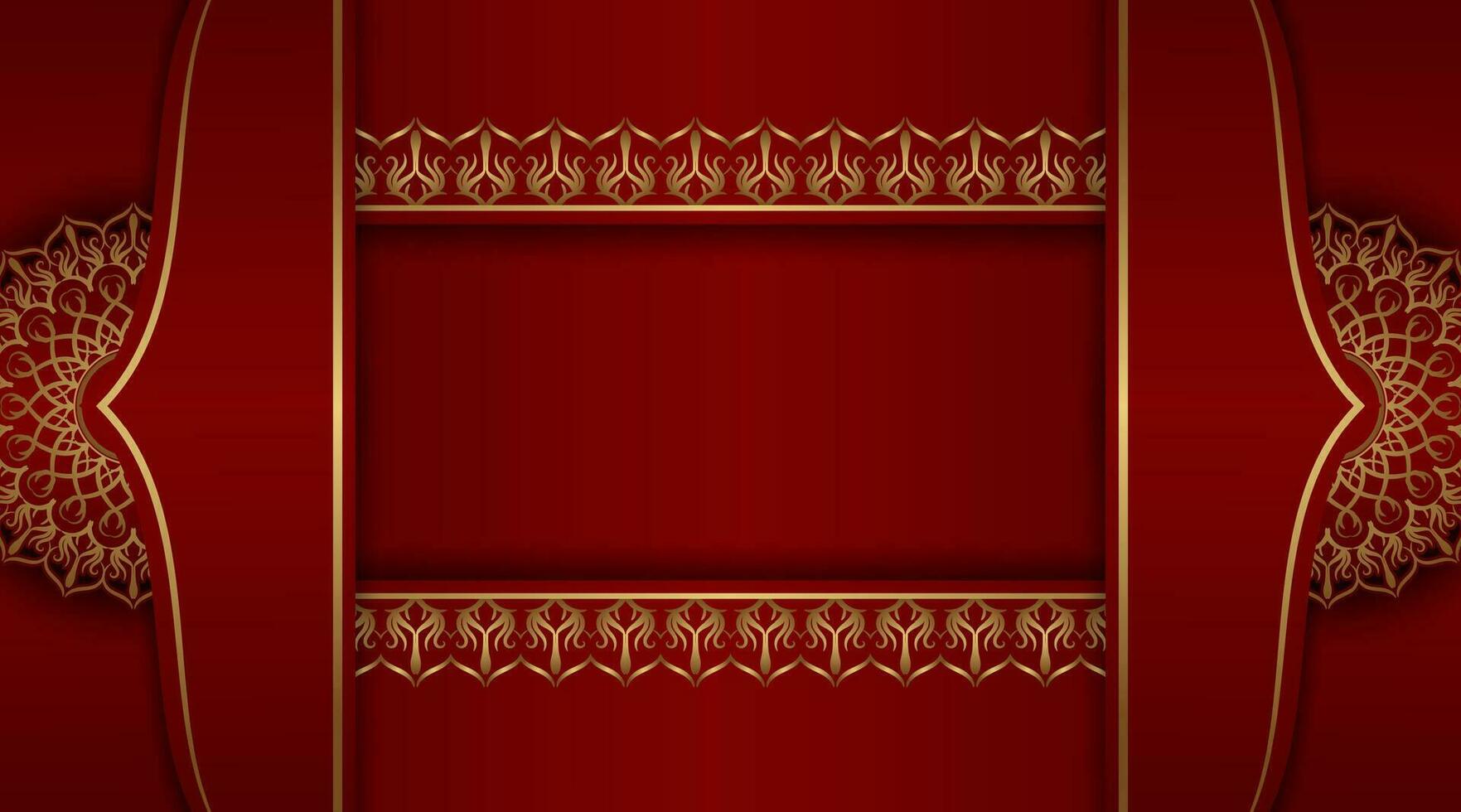 red luxury background, with gold mandala ornament vector