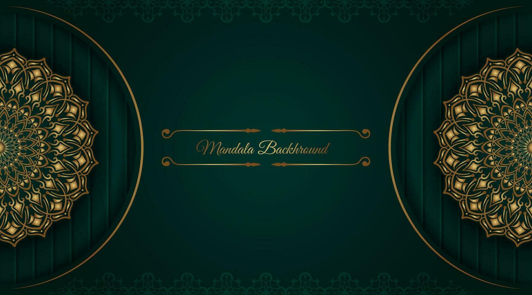 luxury green background, with golden mandala ornament vector