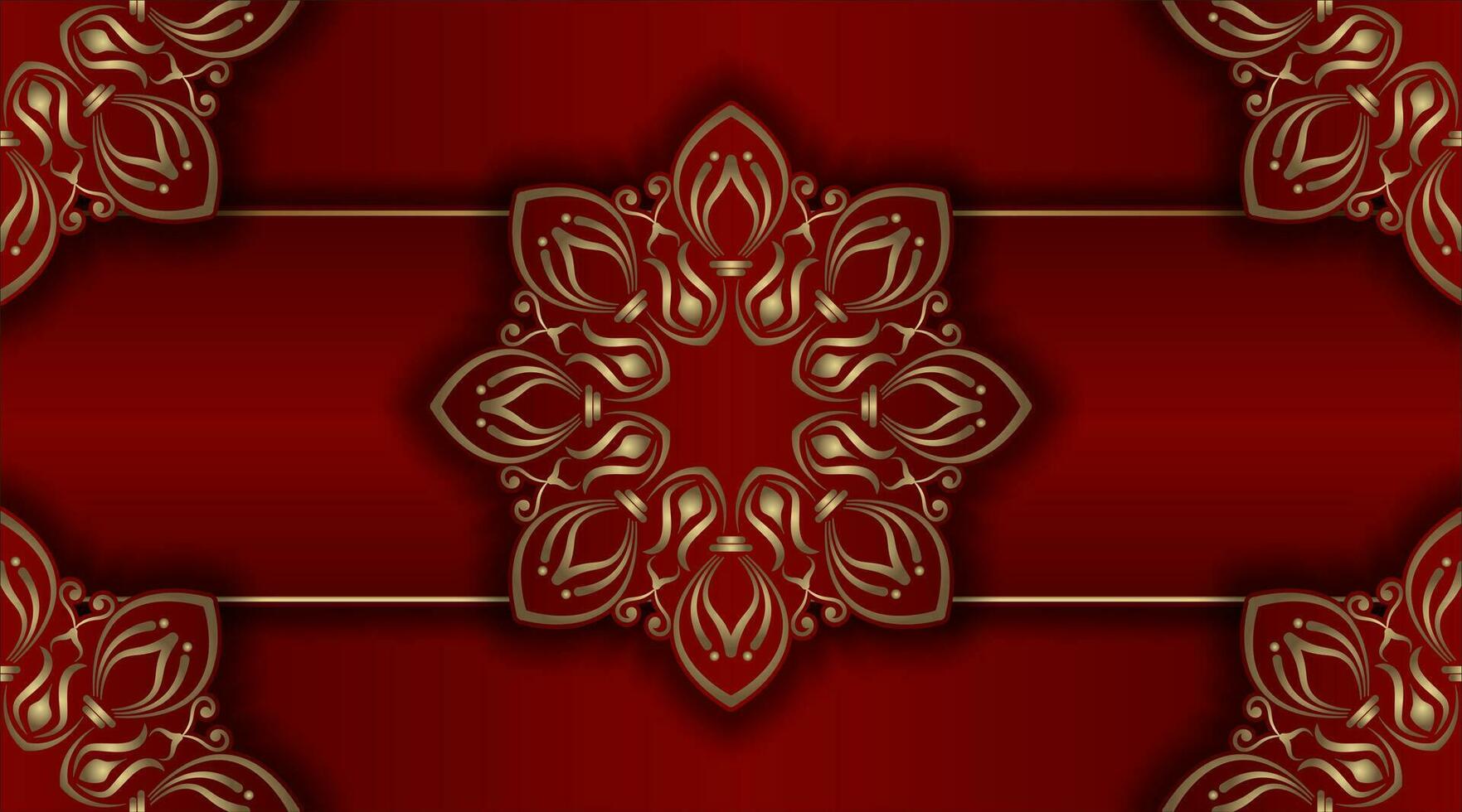 Red background with mandala ornament vector