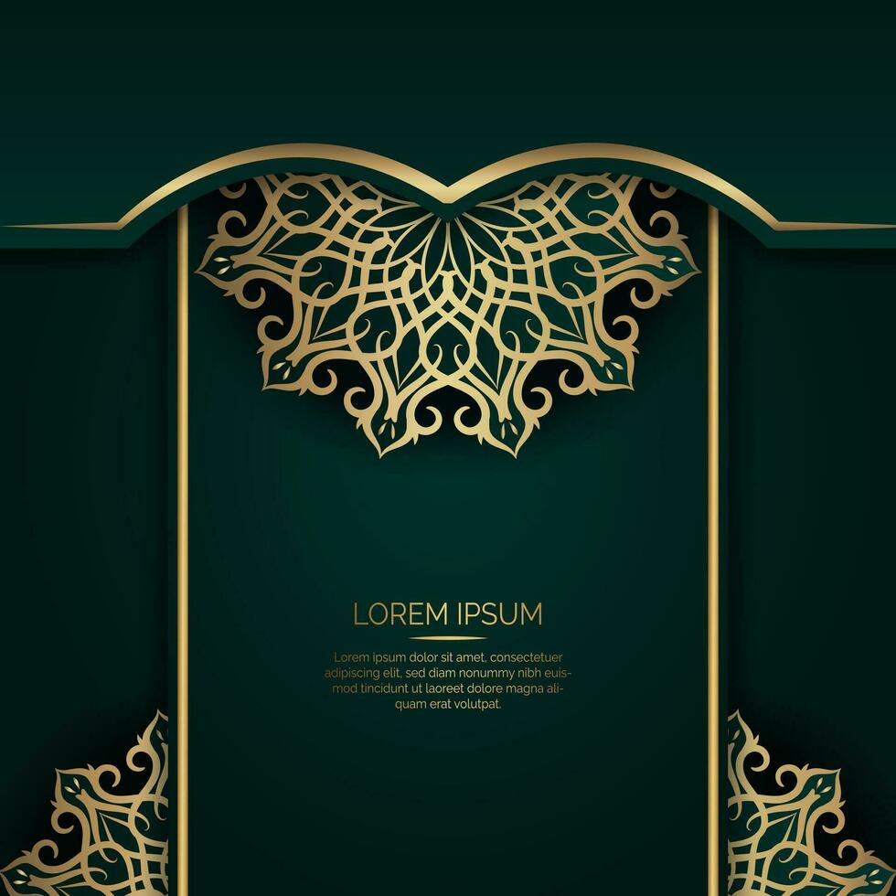 Green background with mandala ornament vector