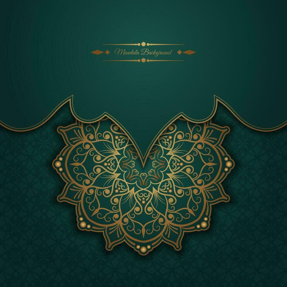Green background with mandala ornament vector