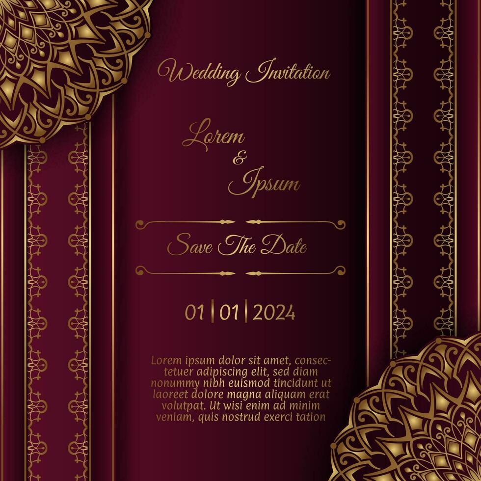 vintage invitation card, with mandala ornament vector