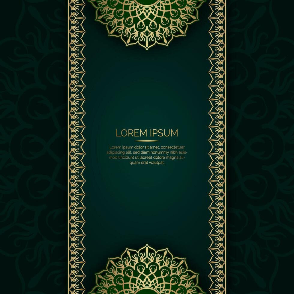 Green background with mandala ornament vector