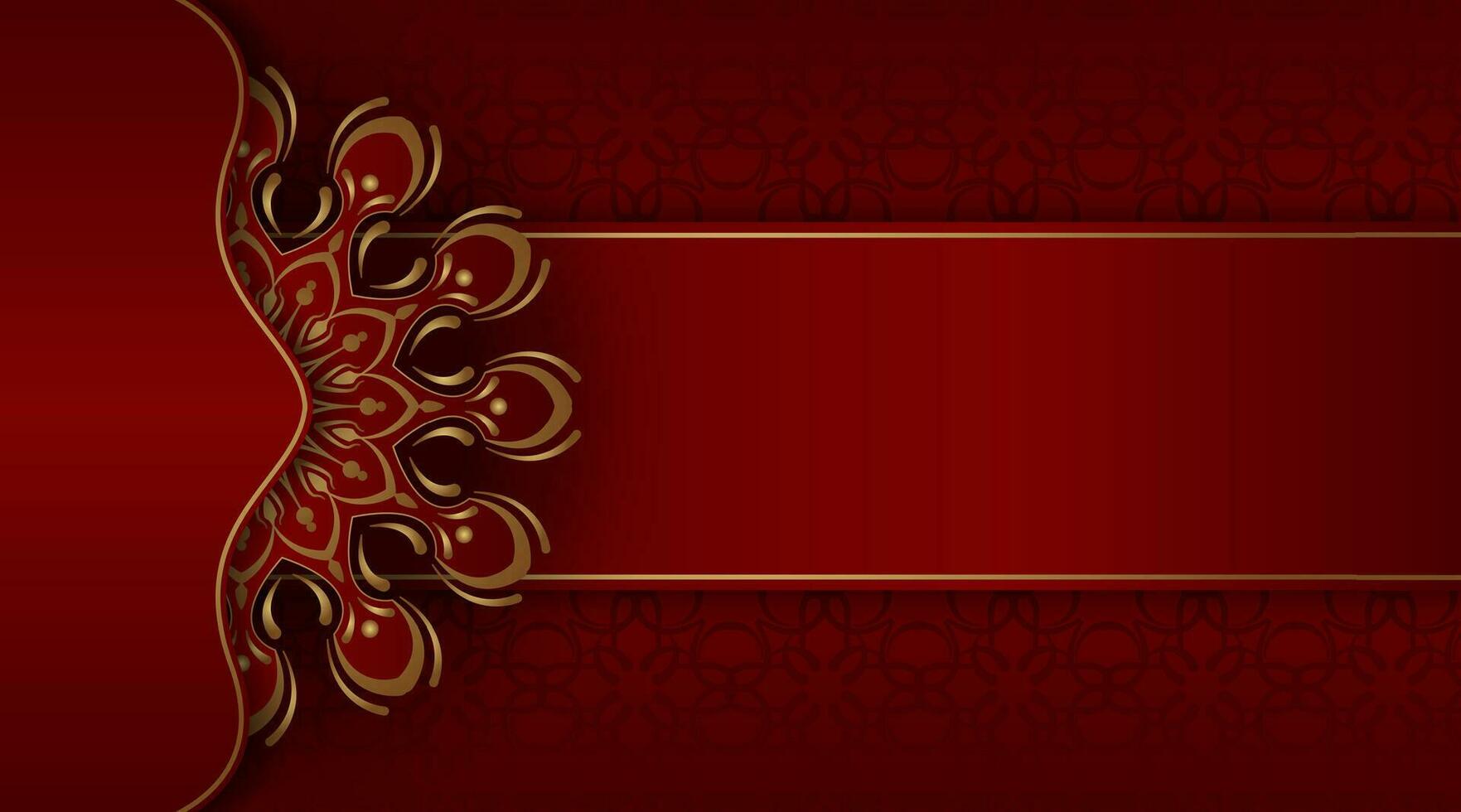 red luxury background, with gold mandala ornament vector