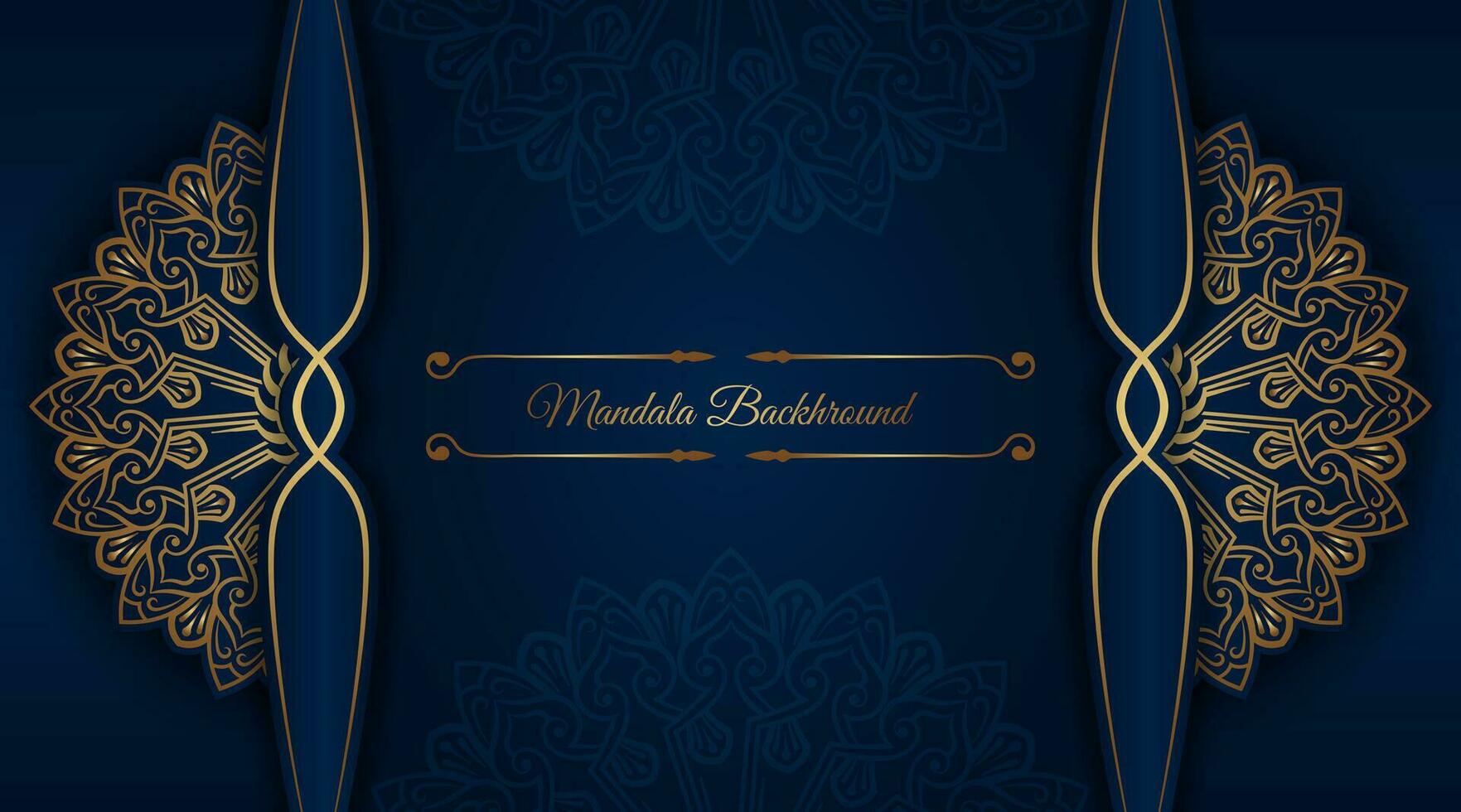 luxury blue background, with golden mandala ornament vector