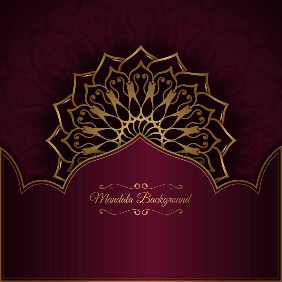 red luxury background, with gold mandala ornament vector