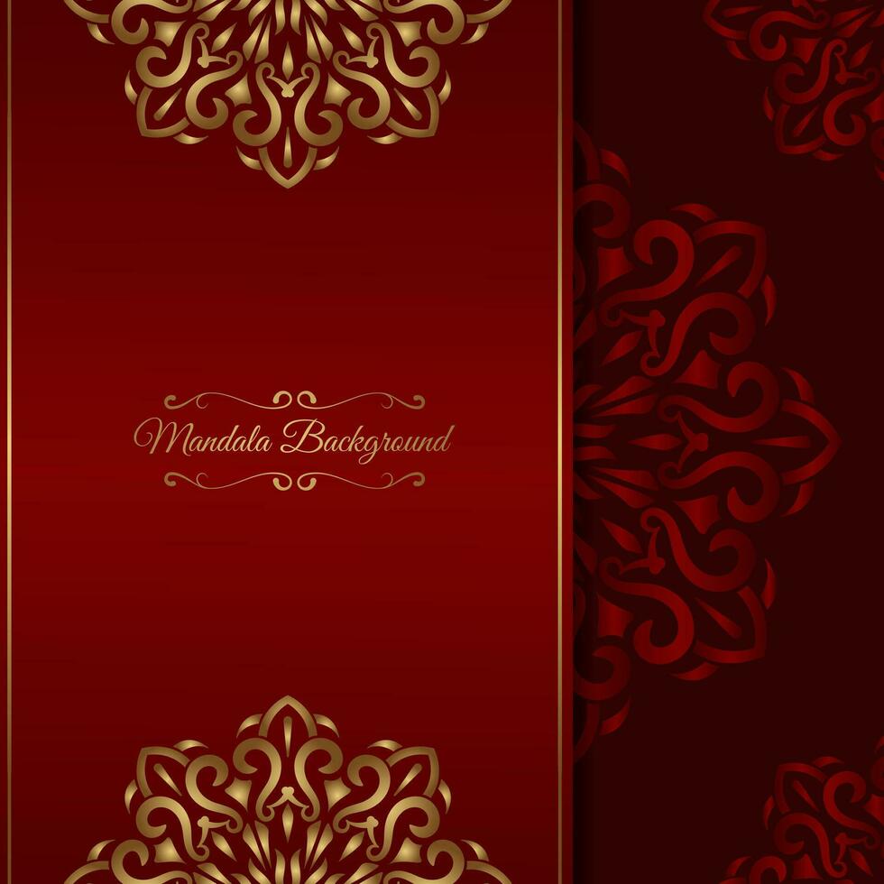 red luxury background, with gold mandala decoration vector